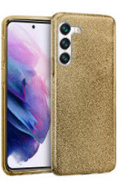 Луксозен силиконов гръб ТПУ с брокат за Samsung Galaxy S22 5G S901 златист 